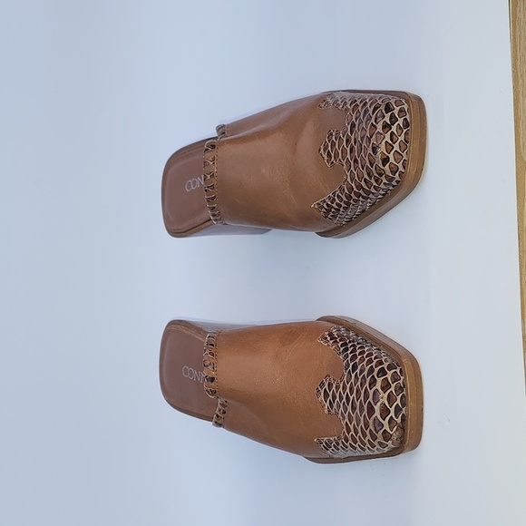 Women's Connie Stirrup Peach Caramel Leather Western Mules Clogs 7M - Picture 2 of 10